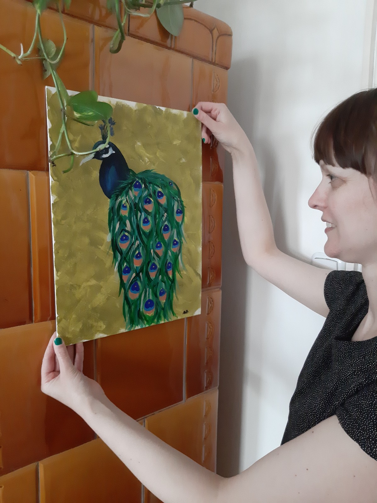 Anne with peacock painting
